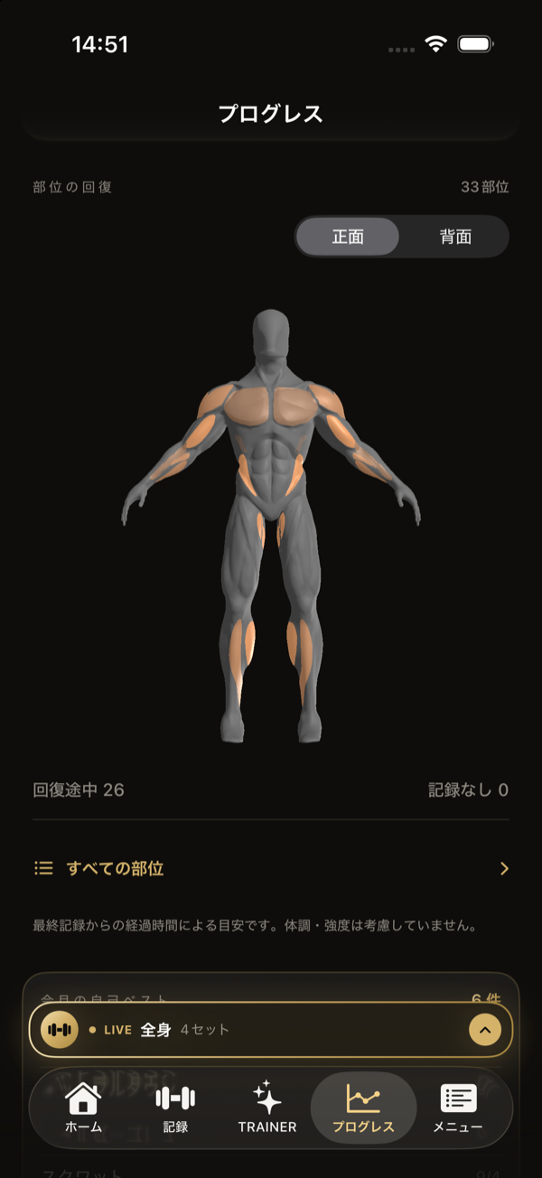 プログレスの画面